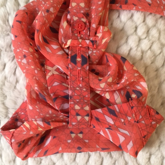 FREE PEOPLE Easy Rider Sheer Geometric Print Blouse - S - Picture 4 of 8